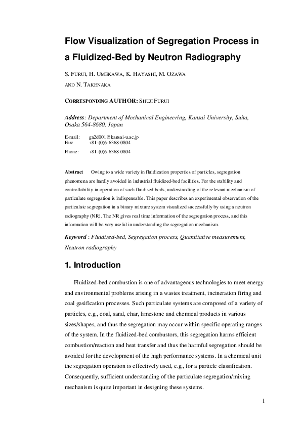 (PDF) Neutron Radiography of Segregation in Fluidized Beds