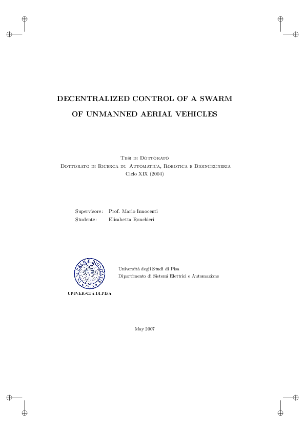 (PDF) Decentralized Control of a Swarm of Unmanned Aerial Vehicles