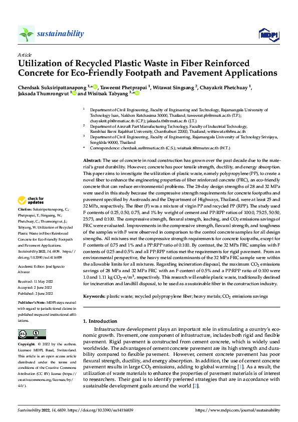 (PDF) Utilization of Recycled Plastic Waste in Fiber Reinforced ...