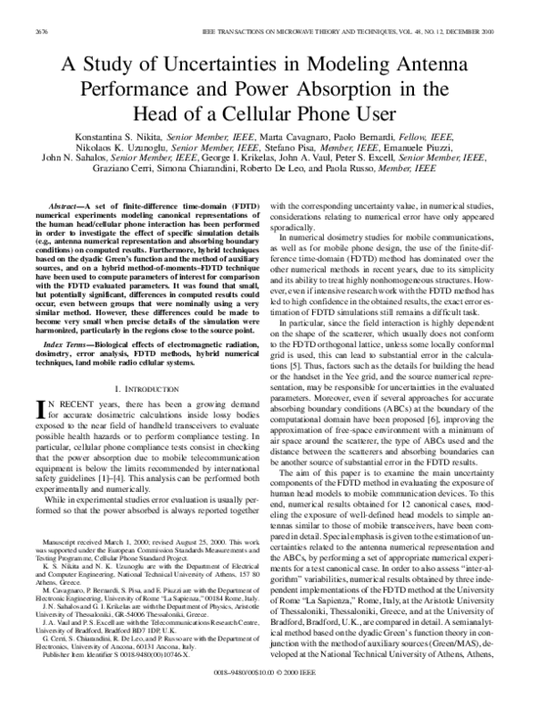 (PDF) A study of uncertainties in modeling antenna performance and ...