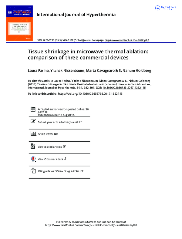 (PDF) Tissue shrinkage in microwave thermal ablation comparison of