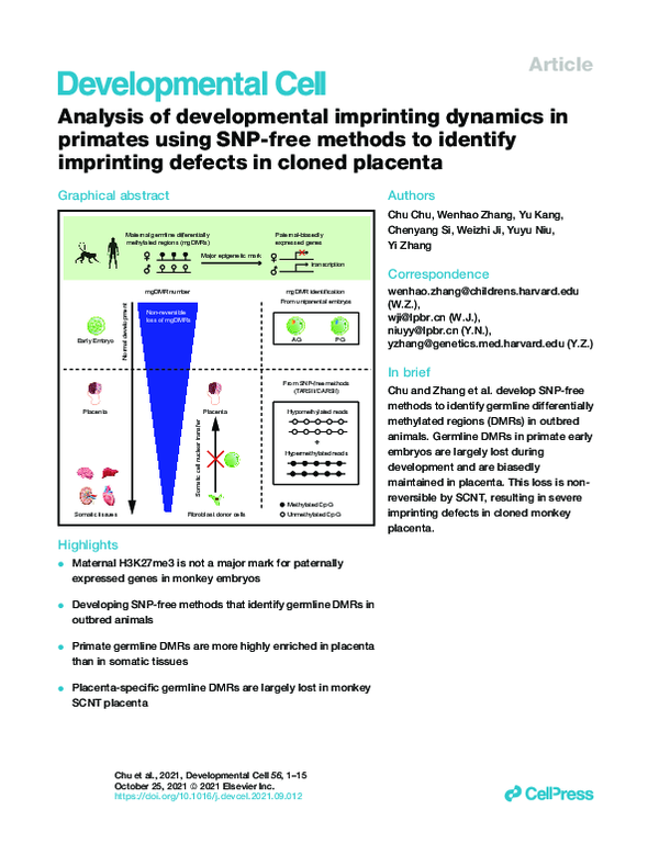 (PDF) Analysis of developmental imprinting dynamics in primates using ...