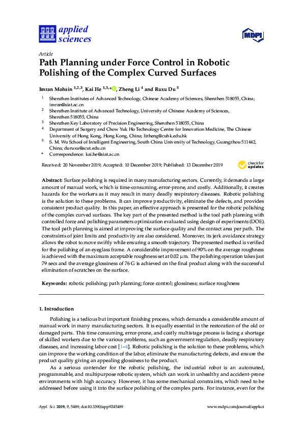 (PDF) Path Planning under Force Control in Robotic Polishing of the ...