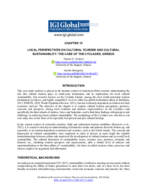 (PDF) Local Perspectives on Cultural Tourism and Cultural Sustainability