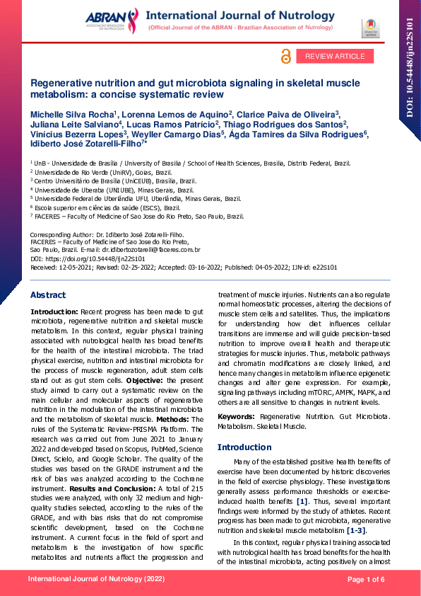 (PDF) Regenerative nutrition and gut microbiota signaling in skeletal muscle metabolism a