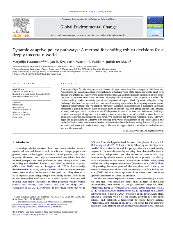 PDF) Dynamic adaptive policy pathways: A method for crafting