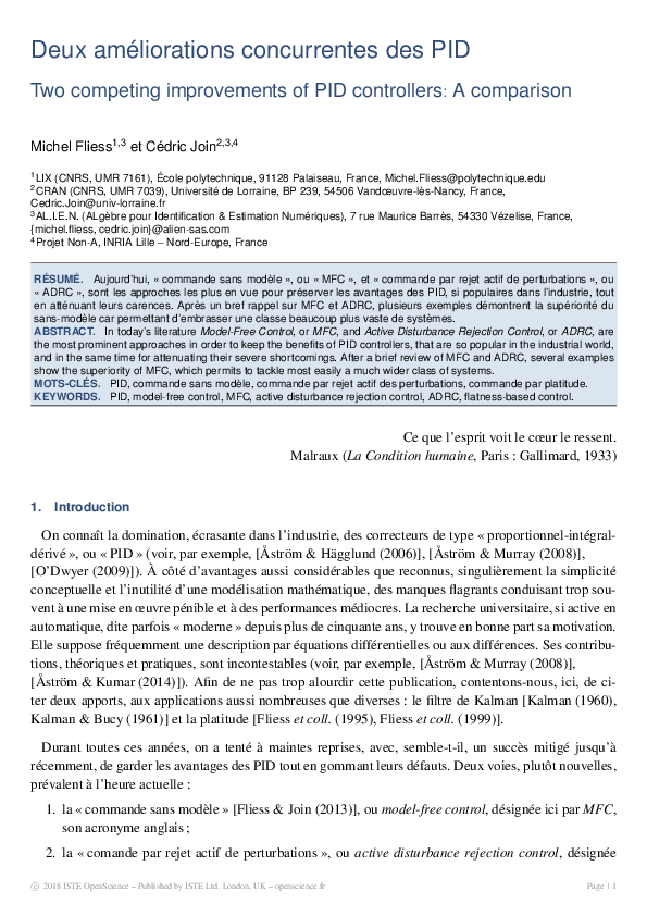 (PDF) Two competing improvements of PID controllers: A comparison