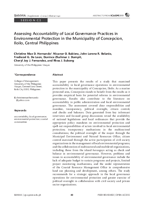 (PDF) Assessing Accountability of Local Governance Practices in ...