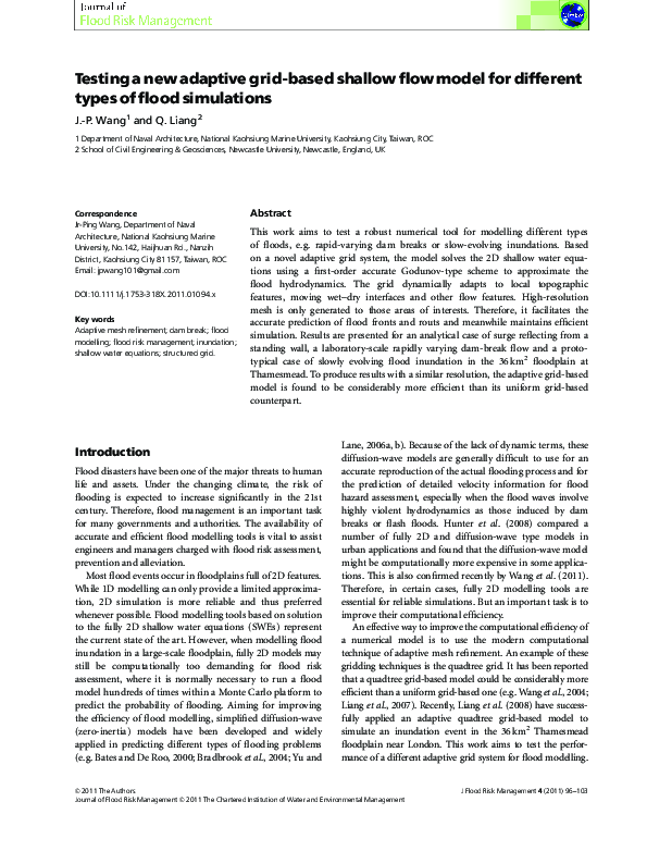 (PDF) Testing a new adaptive grid-based shallow flow model for ...