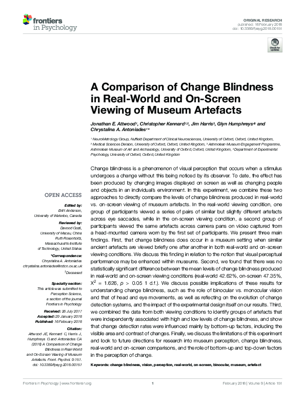 (PDF) A comparison of change blindness in real-world and on-screen ...