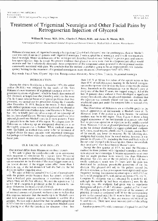 (PDF) Treatment of trigeminal neuralgia and other facial pains by ...