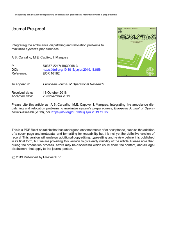 (PDF) Integrating the ambulance dispatching and relocation problems to ...
