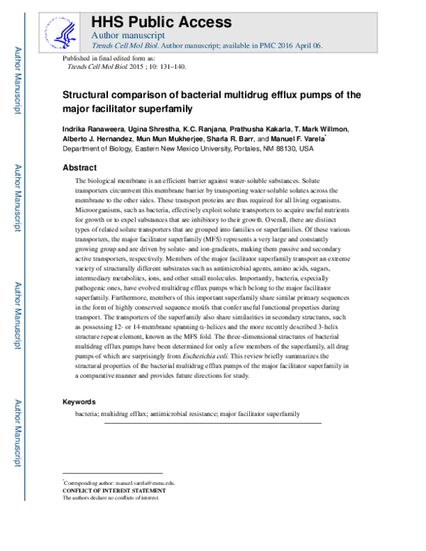 (PDF) Structural comparison of bacterial multidrug efflux pumps of the ...
