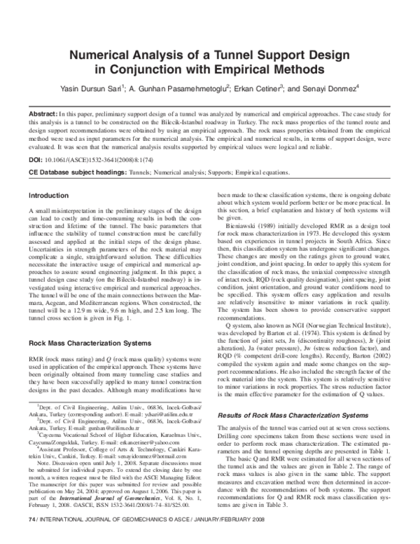(PDF) Numerical Analysis of a Tunnel Support Design in Conjunction with ...