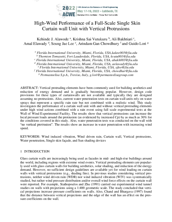 (PDF) High-Wind Performance of a Full-Scale Single Skin Curtain wall ...