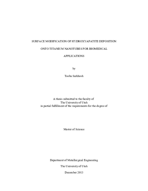 (PDF) Surface modification of hydroxyapatite deposition onto titanium ...