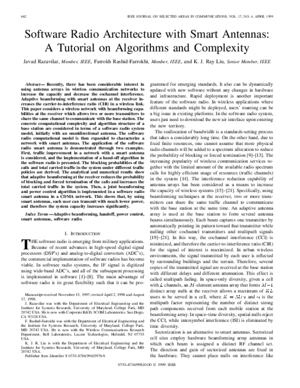 (PDF) Software radio architecture with smart antennas: a tutorial on ...