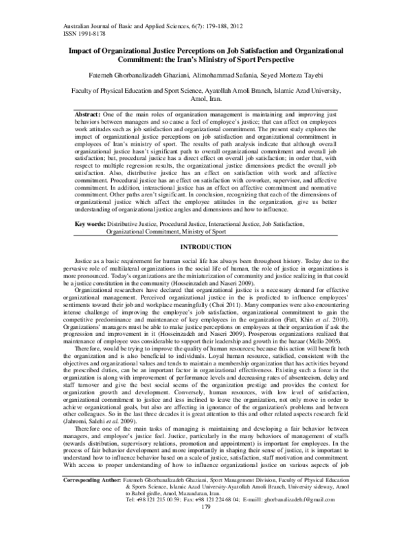 (PDF) Impact of Organizational Justice Perceptions on Job Satisfaction ...