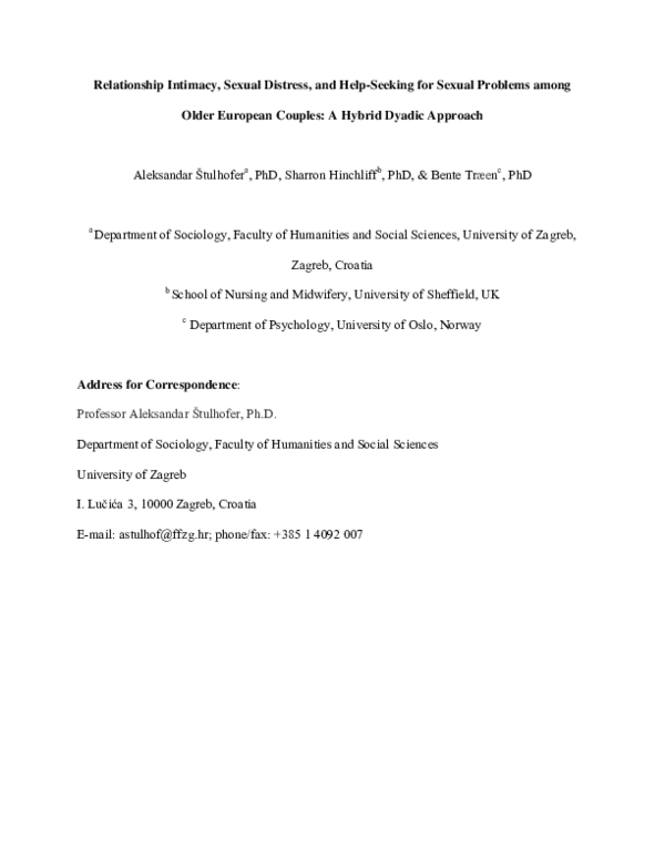 (PDF) Relationship intimacy, sexual distress, and help-seeking for ...