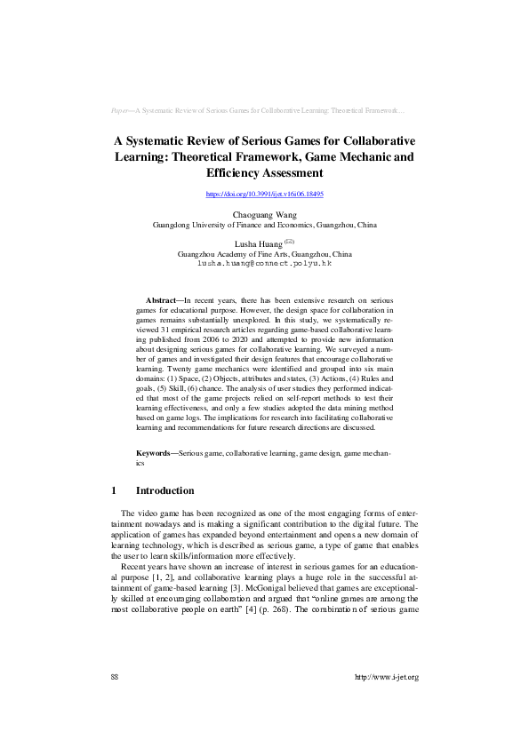 (PDF) A Systematic Review of Serious Games for Collaborative Learning ...