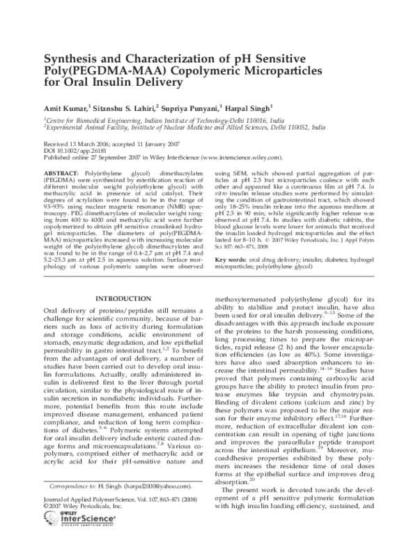 (PDF) Synthesis and characterization of pH sensitive hydrogel ...