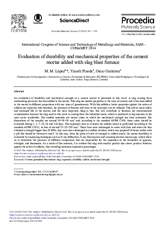 (PDF) Evaluation of Durability and Mechanical Properties of the Cement ...