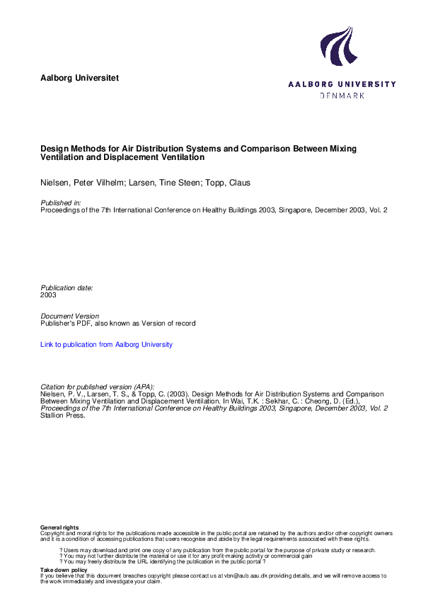(PDF) Design methods for air distribution systems and comparison ...