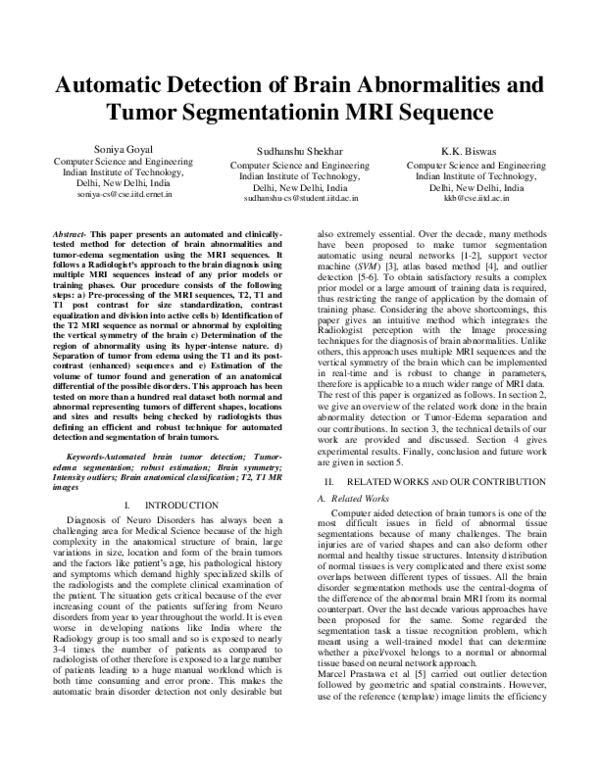 (PDF) Automatic Detection of Brain Abnormalities and Tumor ...