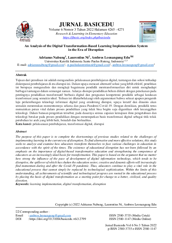 (PDF) An Analysis of the Digital Transformation-Based Learning ...