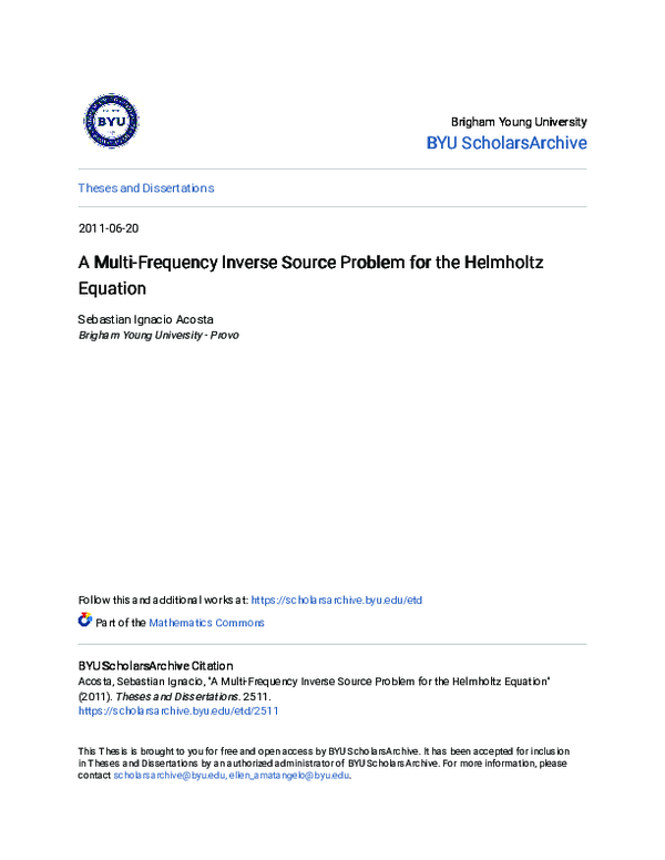 (PDF) A Multi-Frequency Inverse Source Problem for the Helmholtz Equation