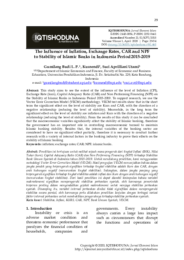 (PDF) The Influence of Inflation, Exchange Rates, Car And NPF to ...
