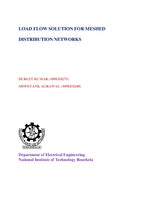 (PDF) Load flow solution for meshed distribution networks