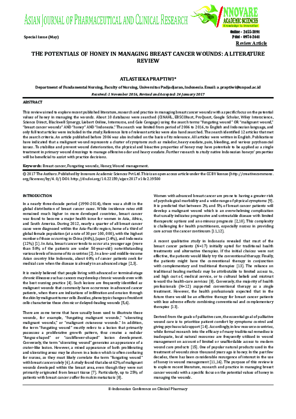(PDF) The Potentials of Honey in Managing Breast Cancer Wounds: A ...