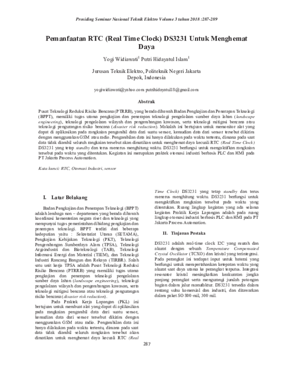 (PDF) Pemanfaatan RTC (Real Time Clock) DS3231 Untuk Menghemat Daya