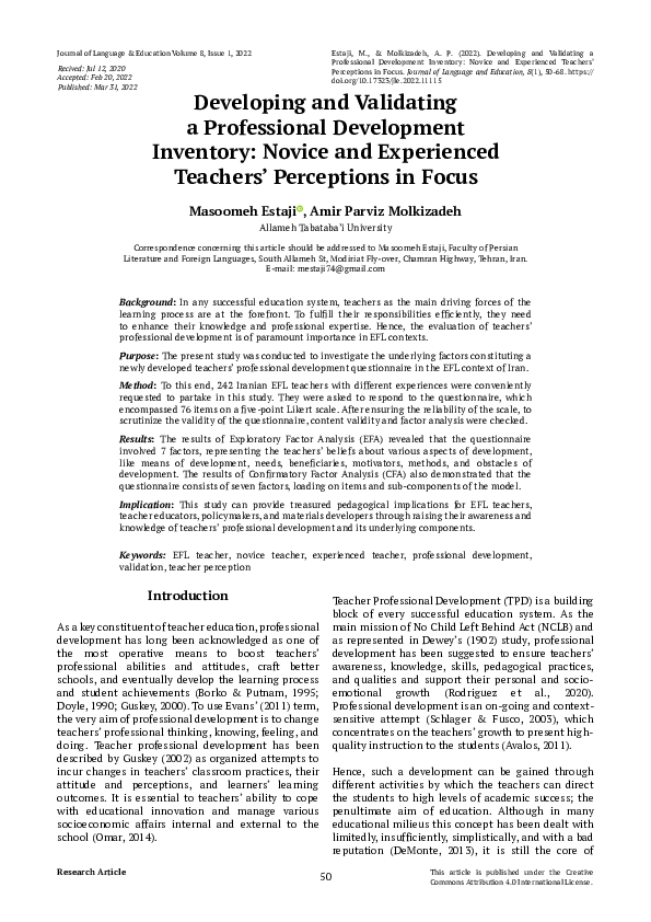 (PDF) Developing and Validating a Professional Development Inventory ...