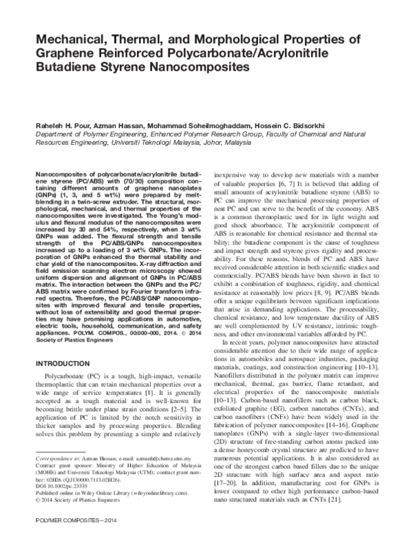(PDF) Mechanical, thermal and morphological properties of water ...