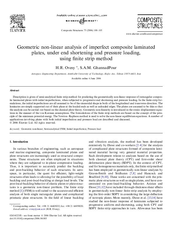 (PDF) Geometric non-linear analysis of imperfect composite laminated ...