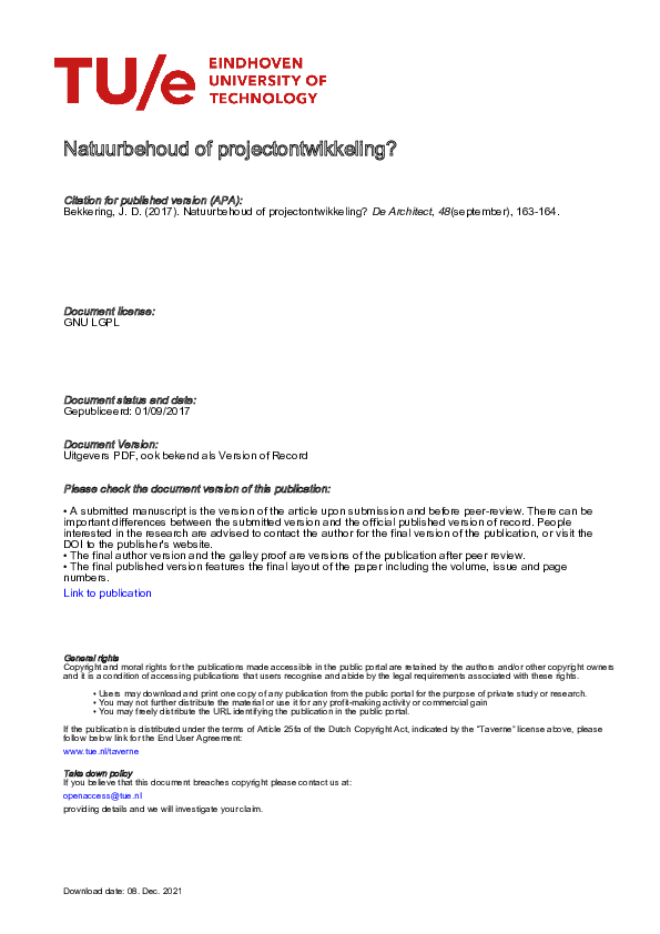 Natuurbehoud of projectontwikkeling