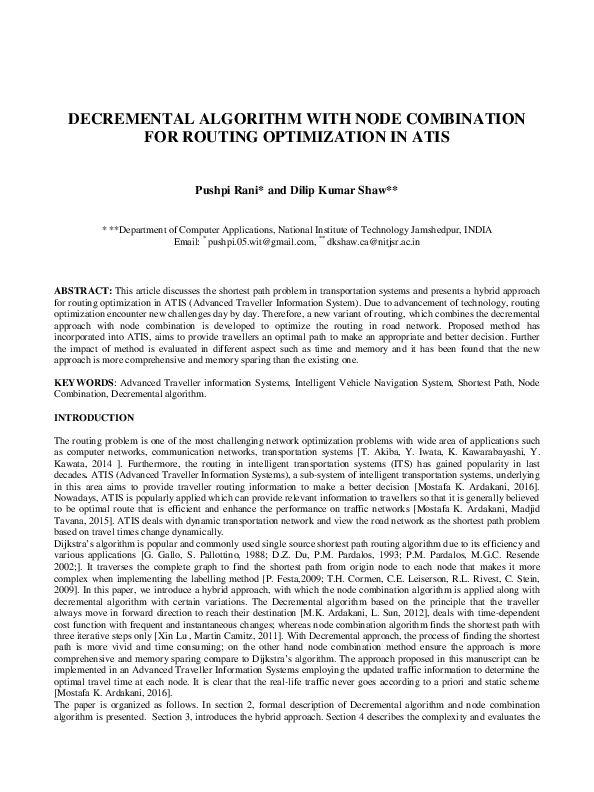 (PDF) Decremental Algorithm with Node Combination for Routing ...