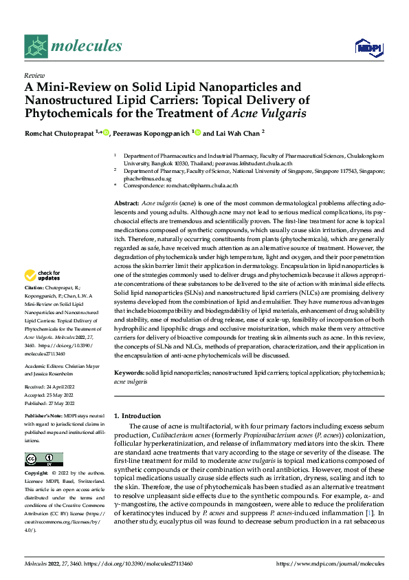 (PDF) A Mini-Review on Solid Lipid Nanoparticles and Nanostructured ...