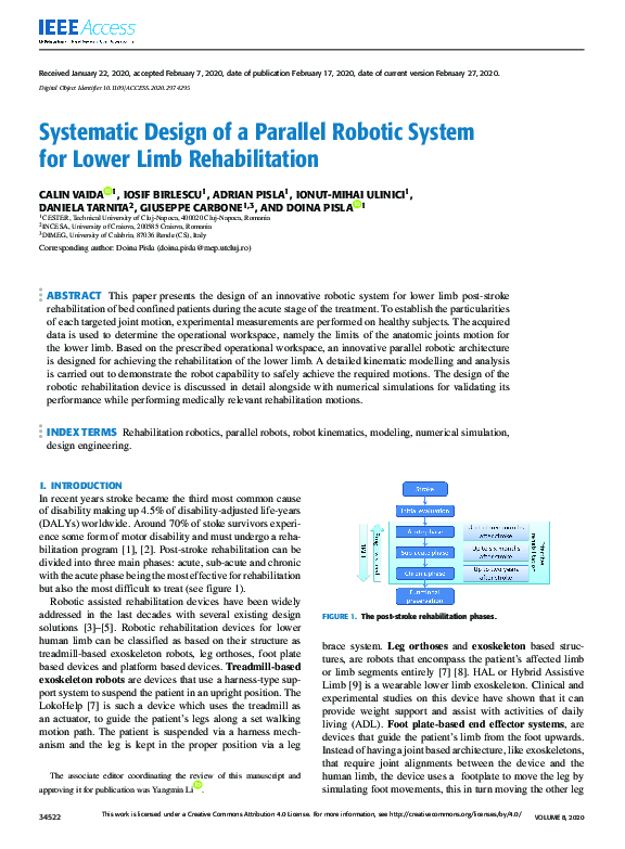 (PDF) Systematic Design of a Parallel Robotic System for Lower Limb ...