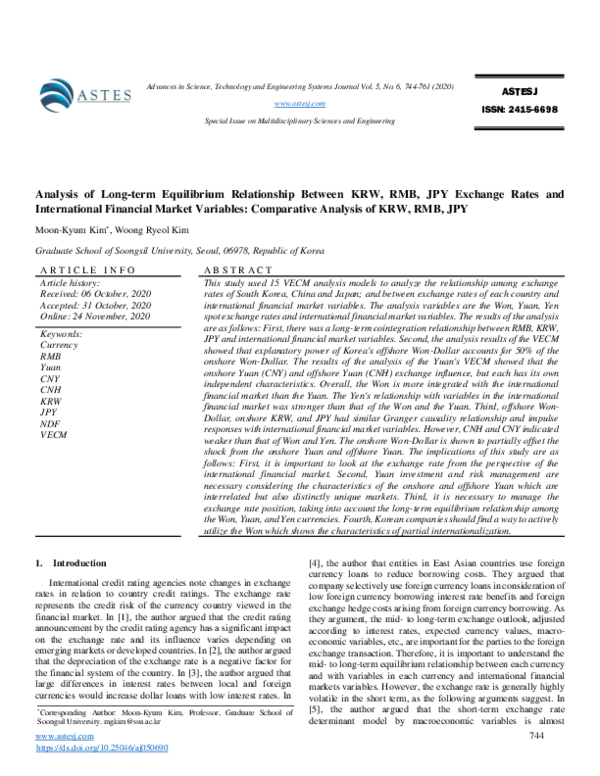 (PDF) Analysis of Long-term Equilibrium Relationship Between KRW, RMB ...