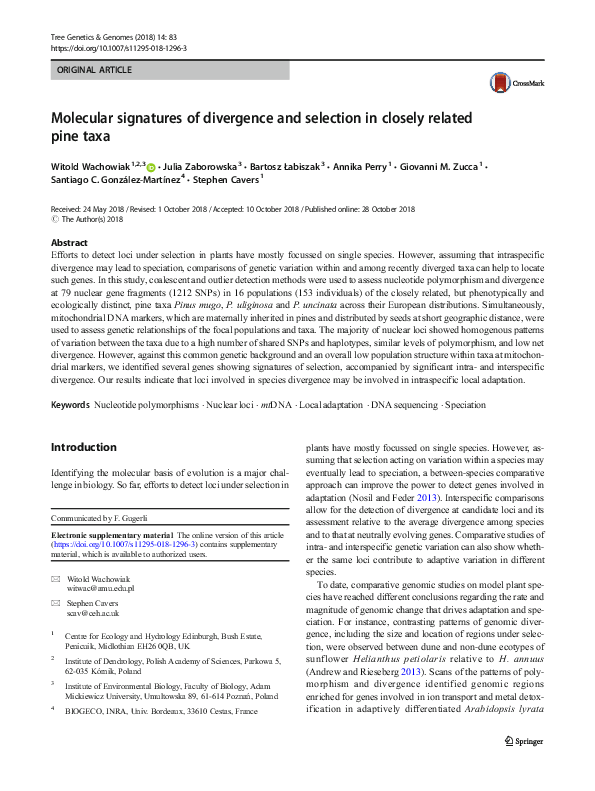 (PDF) Molecular signatures of divergence and selection in closely ...