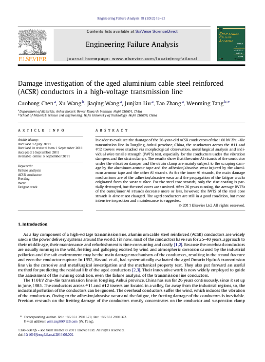 (PDF) Damage investigation of the aged aluminium cable steel reinforced ...