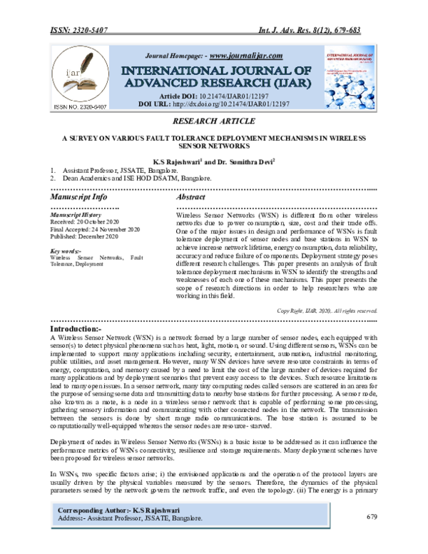 (PDF) Fault Tolerance in Sensor Networks: A Survey