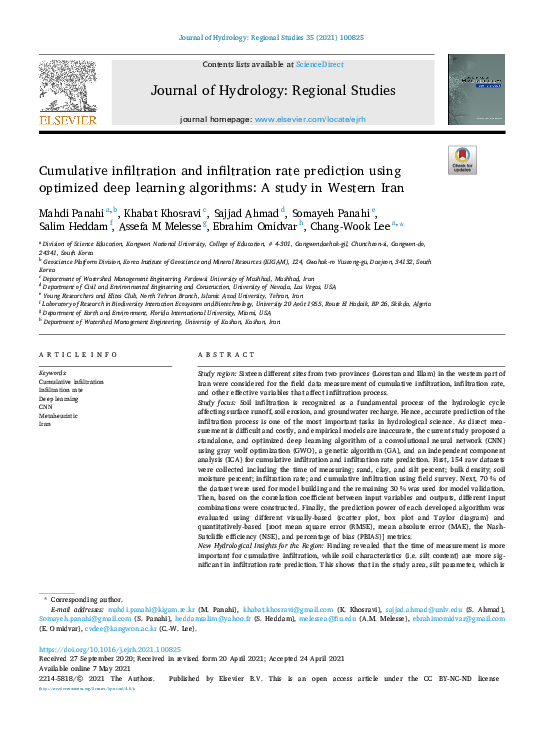 (PDF) Cumulative infiltration and infiltration rate prediction using ...