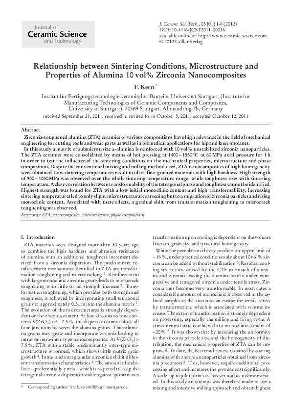 (PDF) Effect of sintering curves on the microstructure of alumina ...