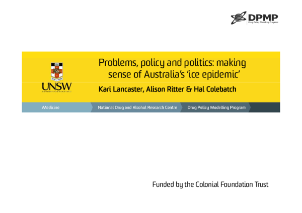 (PDF) Problems, policy and politics: making sense of Australia's ‘ice ...