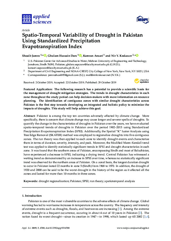 (PDF) Spatio-Temporal Variability of Drought in Pakistan Using ...