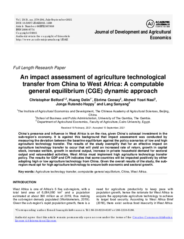 (PDF) An impact assessment of agriculture technological transfer from ...